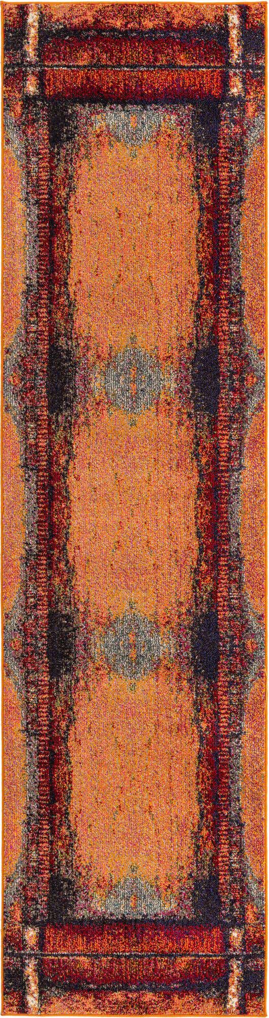 Orange 2' 7 x 10' Estrella Runner Area Rug 100% Polypropylene Non-Shedding Stain Resistant Carpet Colorful Modern Abstract Design Easy Clean for Home Decor for Sale at Rug Engine