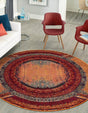 Orange 3' 3 x 3' 3 Estrella Round Area Rug 100% Polypropylene Non-Shedding Stain Resistant Carpet Colorful Modern Abstract Design Easy Clean for Home Decor for Sale at Rug Engine
