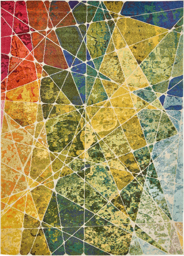 Multicolor 8' x 11' Estrella Rectangle Area Rug 100% Polypropylene Non-Shedding Stain Resistant Carpet Colorful Modern Abstract Design Easy Clean for Home Decor for Sale at Rug Engine