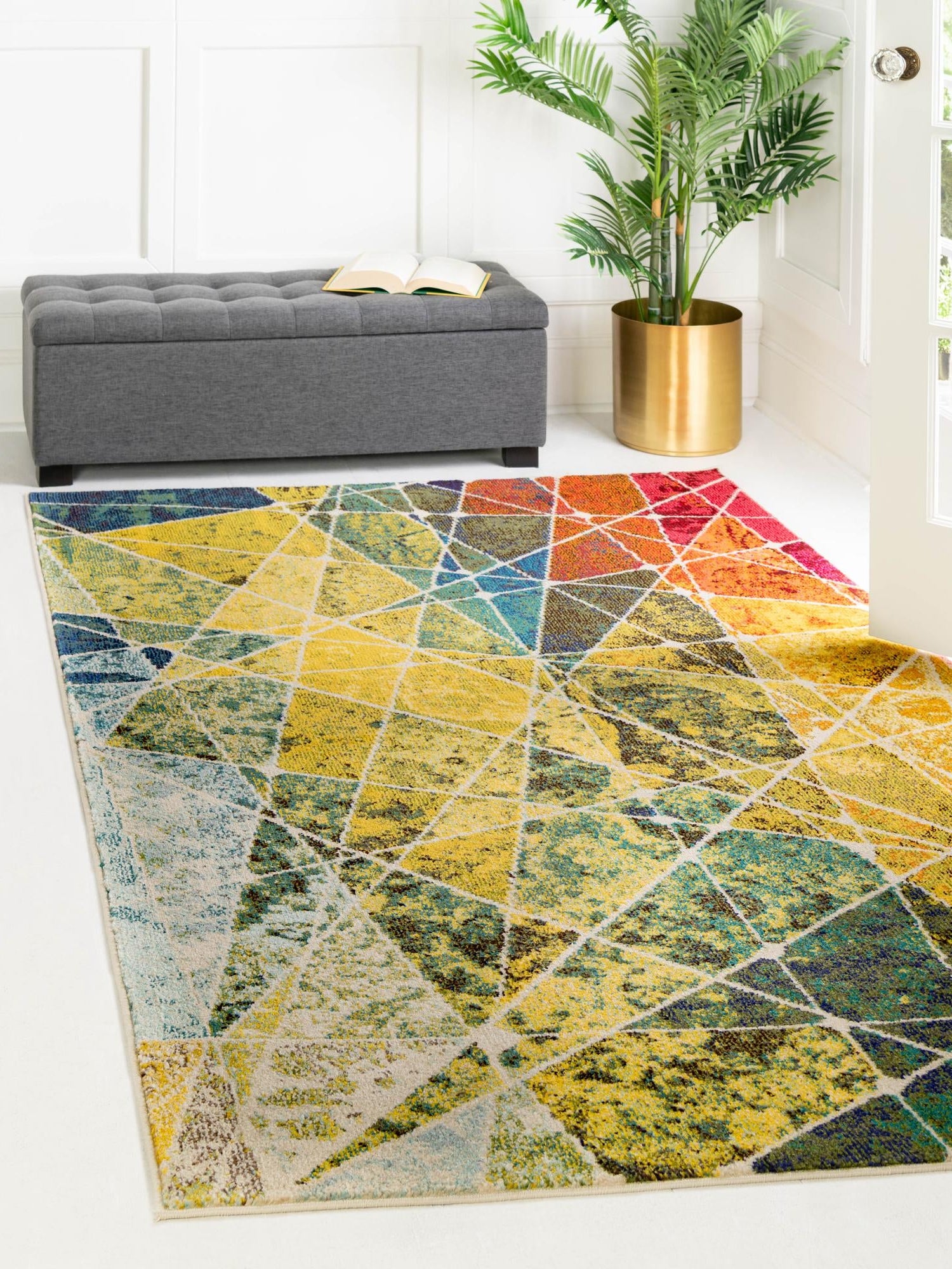 Multicolor 8' x 11' Estrella Rectangle Area Rug 100% Polypropylene Non-Shedding Stain Resistant Carpet Colorful Modern Abstract Design Easy Clean for Home Decor for Sale at Rug Engine