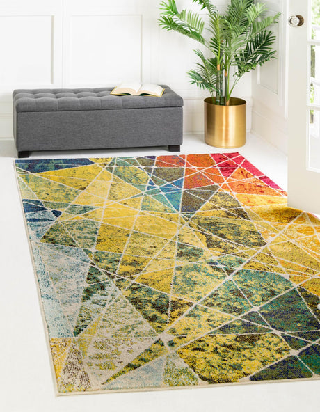 Multicolor 8' x 11' Estrella Rectangle Area Rug 100% Polypropylene Non-Shedding Stain Resistant Carpet Colorful Modern Abstract Design Easy Clean for Home Decor for Sale at Rug Engine