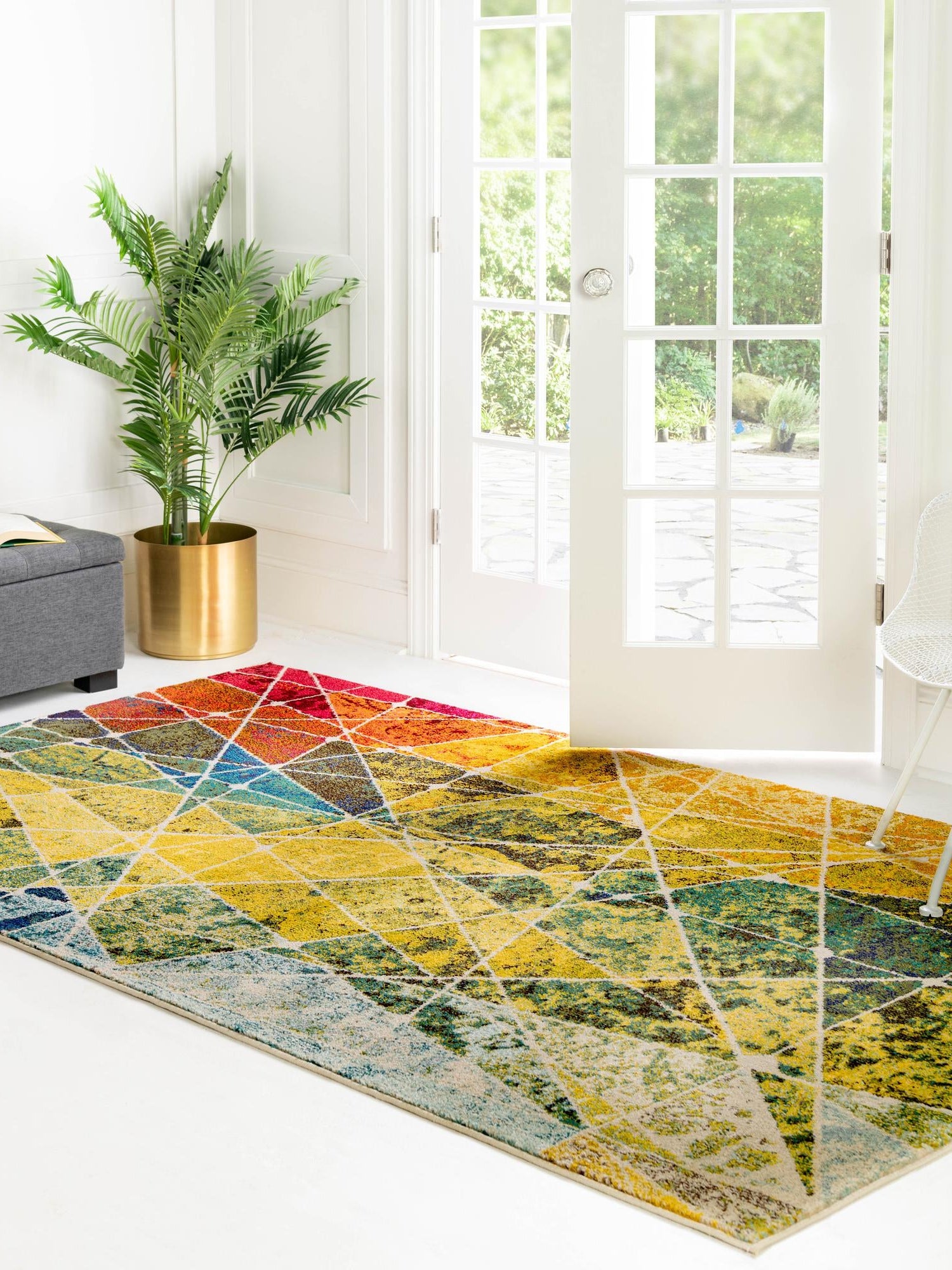 Multicolor 8' x 11' Estrella Rectangle Area Rug 100% Polypropylene Non-Shedding Stain Resistant Carpet Colorful Modern Abstract Design Easy Clean for Home Decor for Sale at Rug Engine