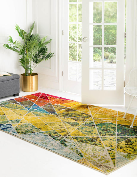 Multicolor 8' x 11' Estrella Rectangle Area Rug 100% Polypropylene Non-Shedding Stain Resistant Carpet Colorful Modern Abstract Design Easy Clean for Home Decor for Sale at Rug Engine