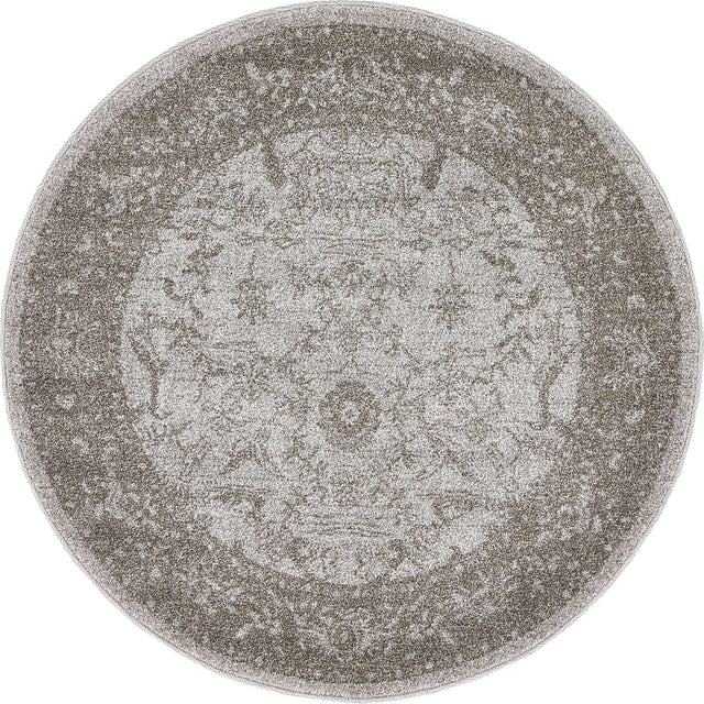 Light Gray 3' 1 x 3' 1 La Jolla Round Area Rug 100% Polypropylene Traditional Pattern Easy Clean Carpet for Living, Dining, Bedroom, Office for Sale at Rug Engine