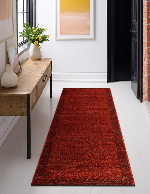 Terracotta 2' 7 x 10' Del Mar Runner Area Rug 100% Polypropylene Easy Clean Stain Resistant Vivid Modern Carpet Mat for Home Decor Interior Designing for Sale at Rug Engine