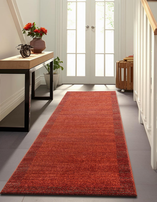 Terracotta 2' 7 x 10' Del Mar Runner Area Rug 100% Polypropylene Easy Clean Stain Resistant Vivid Modern Carpet Mat for Home Decor Interior Designing for Sale at Rug Engine