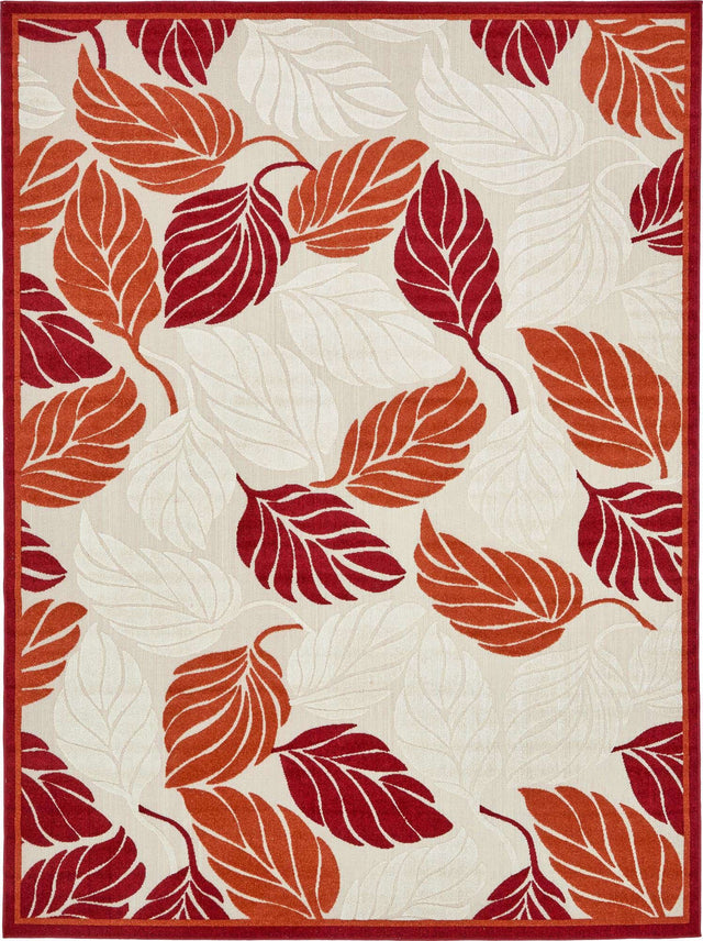 Terracotta 9' x 12' 2 Outdoor Botanical Rectangle Area Rug Weather Resistant for Patio, Deck, Terrace, Balcony, Porch Polypropylene Garden Floral Tropical Carpet for Sale at Rug Engine