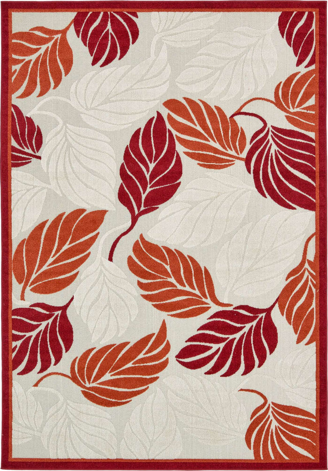 Terracotta 7' x 10' Outdoor Botanical Rectangle Area Rug Weather Resistant for Patio, Deck, Terrace, Balcony, Porch Polypropylene Garden Floral Tropical Carpet for Sale at Rug Engine