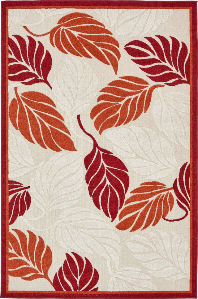 Terracotta 6' x 9' Outdoor Botanical Rectangle Area Rug Weather Resistant for Patio, Deck, Terrace, Balcony, Porch Polypropylene Garden Floral Tropical Carpet for Sale at Rug Engine