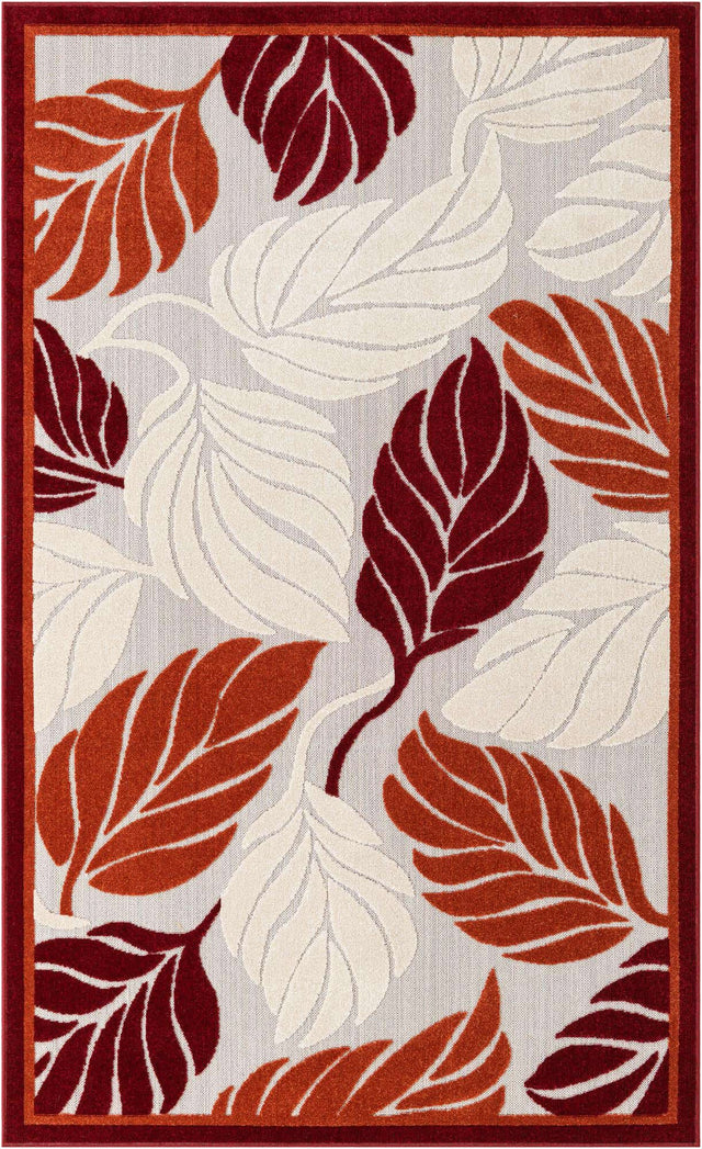 Terracotta 5' x 8' Outdoor Botanical Rectangle Area Rug Weather Resistant for Patio, Deck, Terrace, Balcony, Porch Polypropylene Garden Floral Tropical Carpet for Sale at Rug Engine