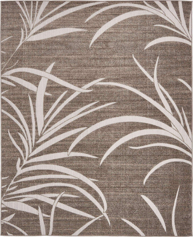 Brown 8' x 10' Outdoor Botanical Rectangle Area Rug Weather Resistant for Patio, Deck, Terrace, Balcony, Porch Polypropylene Garden Floral Tropical Carpet for Sale at Rug Engine