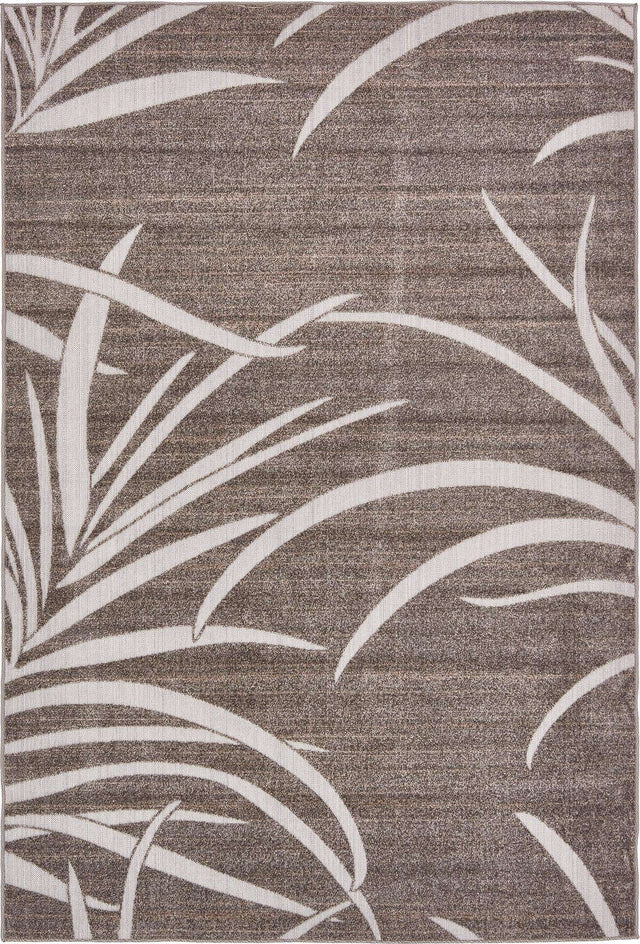 Brown 6' 1 x 9' Outdoor Botanical Rectangle Area Rug Weather Resistant for Patio, Deck, Terrace, Balcony, Porch Polypropylene Garden Floral Tropical Carpet for Sale at Rug Engine