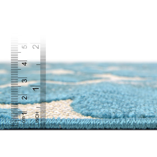 Turquoise 9' x 12' 2 Outdoor Trellis Rectangle Area Rug Weather Resistant for Patio, Deck, Terrace, Balcony, Porch Geometric Design Water Safe Outside Carpet for Sale at Rug Engine