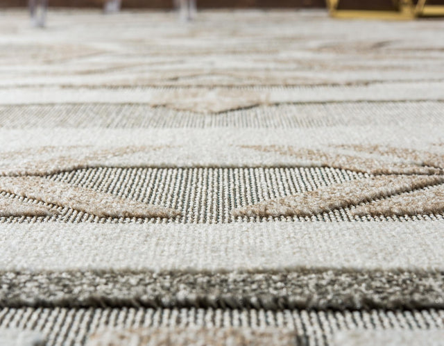 Beige 8' x 10' Outdoor Modern Rectangle Area Rug Weather Resistant for Patio, Deck, Terrace, Balcony, Porch 100% Polypropylene Modern Outside Carpet for Sale at Rug Engine