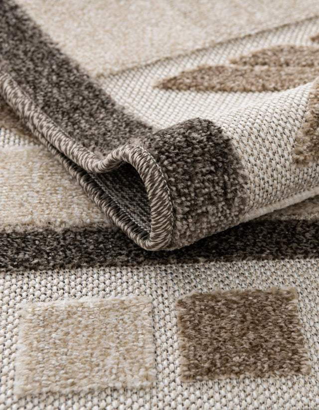 Beige 7' x 10' Outdoor Modern Rectangle Area Rug Weather Resistant for Patio, Deck, Terrace, Balcony, Porch 100% Polypropylene Modern Outside Carpet for Sale at Rug Engine