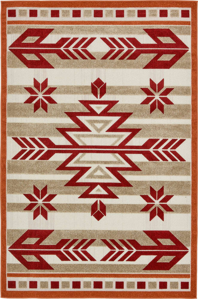 Burgundy 6' x 9' Outdoor Modern Rectangle Area Rug Weather Resistant for Patio, Deck, Terrace, Balcony, Porch 100% Polypropylene Modern Outside Carpet for Sale at Rug Engine