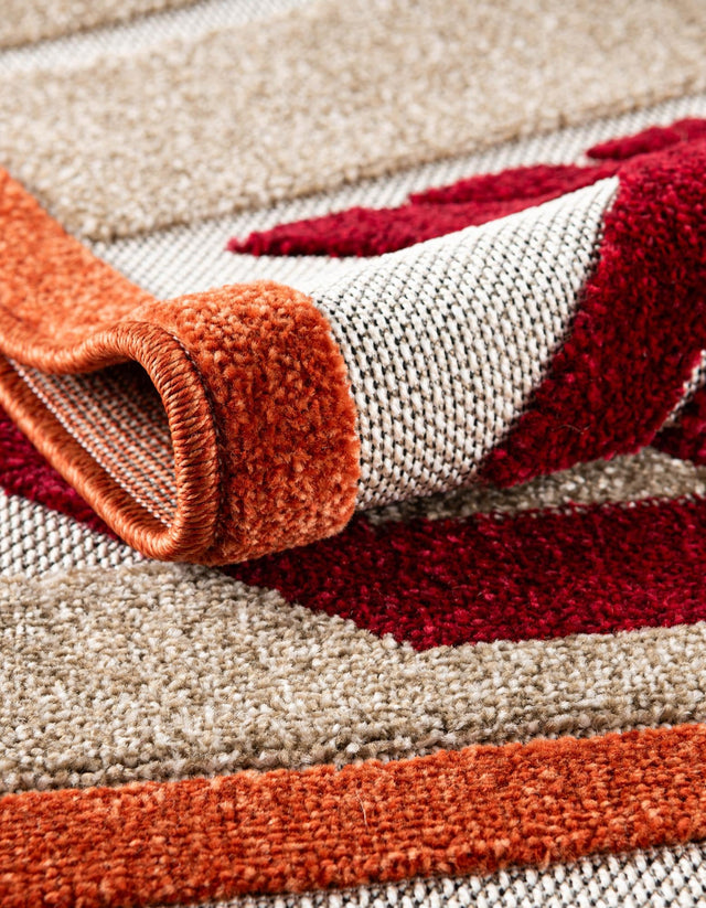 Burgundy 7' x 10' Outdoor Modern Rectangle Area Rug Weather Resistant for Patio, Deck, Terrace, Balcony, Porch 100% Polypropylene Modern Outside Carpet for Sale at Rug Engine