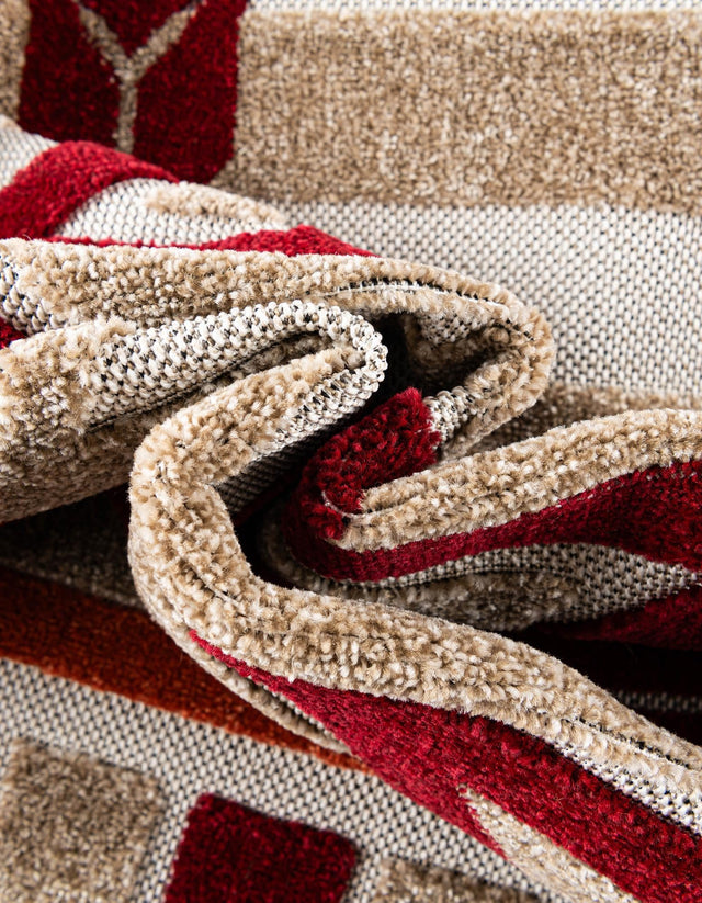 Burgundy 9' x 12' Outdoor Modern Rectangle Area Rug Weather Resistant for Patio, Deck, Terrace, Balcony, Porch 100% Polypropylene Modern Outside Carpet for Sale at Rug Engine