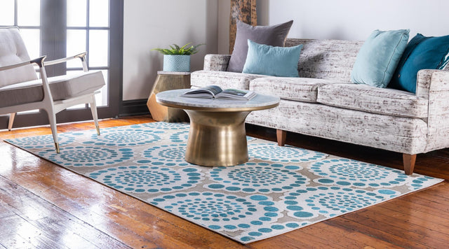 Cream 4' 1 x 6' 1 Outdoor Modern Rectangle Area Rug Weather Resistant for Patio, Deck, Terrace, Balcony, Porch 100% Polypropylene Modern Outside Carpet for Sale at Rug Engine