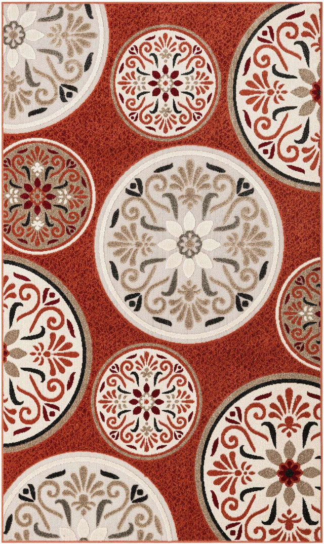 Terracotta 5' x 8' Outdoor Modern Rectangle Area Rug Weather Resistant for Patio, Deck, Terrace, Balcony, Porch 100% Polypropylene Modern Outside Carpet for Sale at Rug Engine