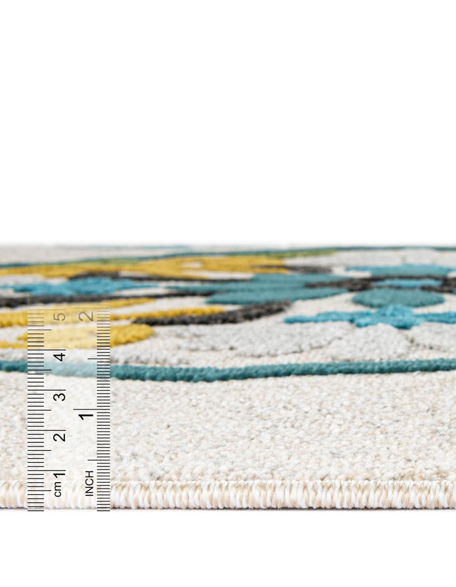 Cream 4' 1 x 6' 1 Outdoor Modern Rectangle Area Rug Weather Resistant for Patio, Deck, Terrace, Balcony, Porch 100% Polypropylene Modern Outside Carpet for Sale at Rug Engine