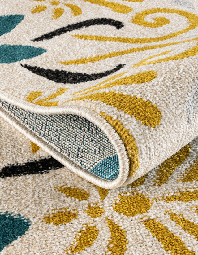 Cream 4' 1 x 6' 1 Outdoor Modern Rectangle Area Rug Weather Resistant for Patio, Deck, Terrace, Balcony, Porch 100% Polypropylene Modern Outside Carpet for Sale at Rug Engine