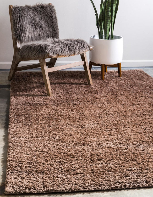 Brown 5' 1 x 8' Studio Solid Shag Rectangle Area Rug Thick Soft Touch Fluffy & Plush Shaggy Pile Single Color Durable Carpet for Minimalist Decor for Sale at Rug Engine