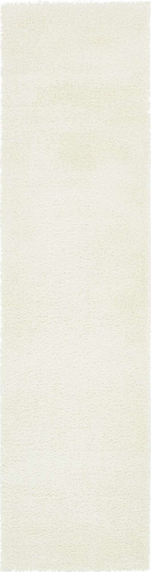 White 2' 7 x 10' Studio Solid Shag Runner Area Rug Thick Soft Touch Fluffy & Plush Shaggy Pile Single Color Durable Carpet for Minimalist Decor for Sale at Rug Engine