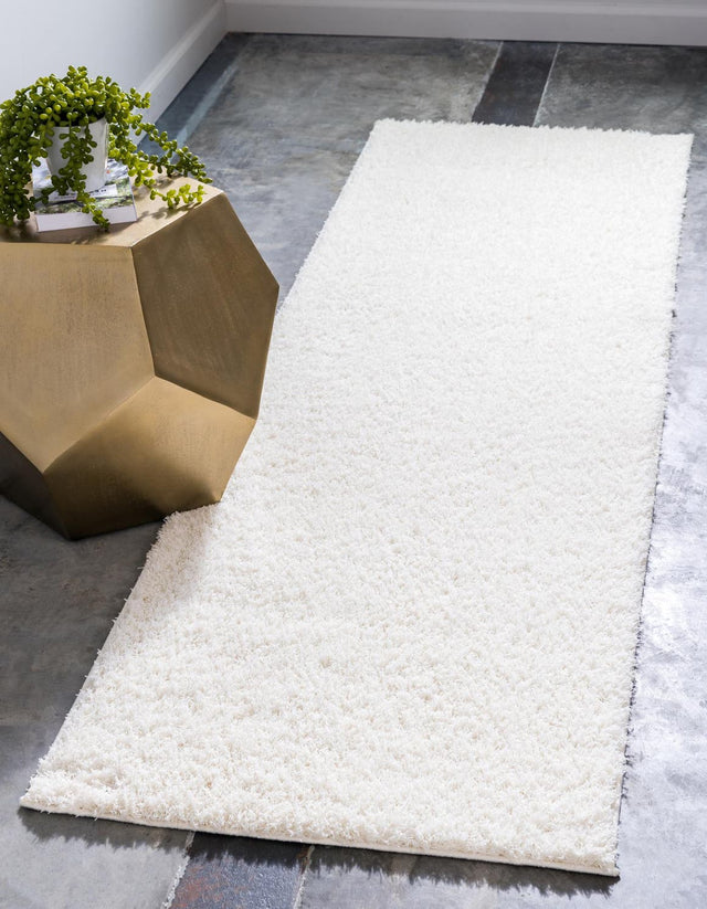 White 2' x 6' 7 Studio Solid Shag Runner Area Rug Thick Soft Touch Fluffy & Plush Shaggy Pile Single Color Durable Carpet for Minimalist Decor for Sale at Rug Engine