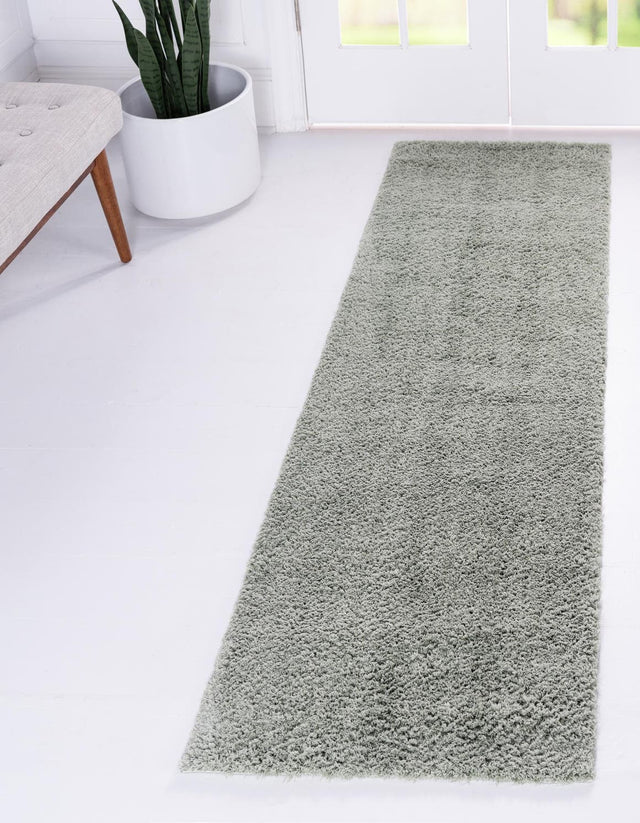 Sage Green 2' 7 x 10' Studio Solid Shag Runner Area Rug Thick Soft Touch Fluffy & Plush Shaggy Pile Single Color Durable Carpet for Minimalist Decor for Sale at Rug Engine
