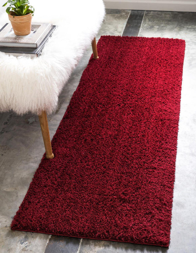 Red 2' 7 x 10' Studio Solid Shag Runner Area Rug Thick Soft Touch Fluffy & Plush Shaggy Pile Single Color Durable Carpet for Minimalist Decor for Sale at Rug Engine
