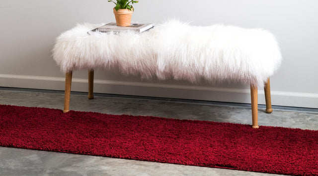 Red 2' x 6' 9 Studio Solid Shag Runner Area Rug Thick Soft Touch Fluffy & Plush Shaggy Pile Single Color Durable Carpet for Minimalist Decor for Sale at Rug Engine