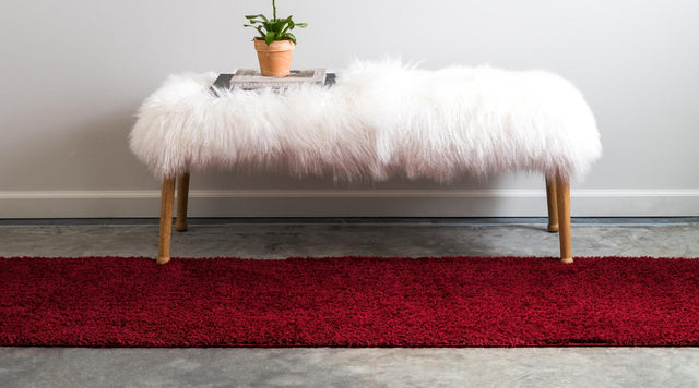 Red 2' 7 x 10' Studio Solid Shag Runner Area Rug Thick Soft Touch Fluffy & Plush Shaggy Pile Single Color Durable Carpet for Minimalist Decor for Sale at Rug Engine