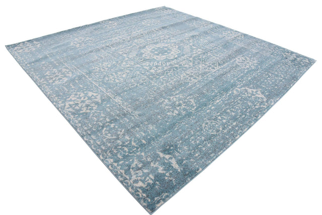 Light Blue 8' 4 x 8' 4 Tradition Square Area Rug Traditional Classic Vintage Design Carpet for Living Room, Bedrooms, Dining, Office Space for Sale at Rug Engine