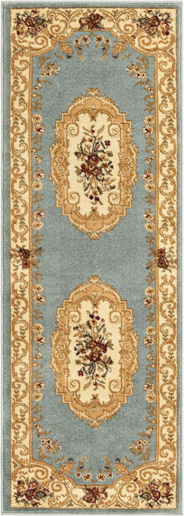 Light Blue 2' x 6' 1 Versailles Runner Area Rug