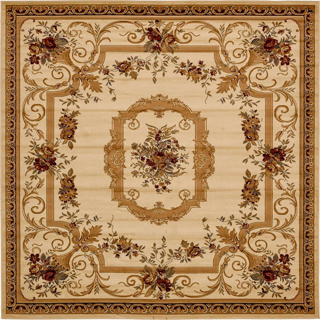 Cream 10' x 10' Versailles Square Area Rug