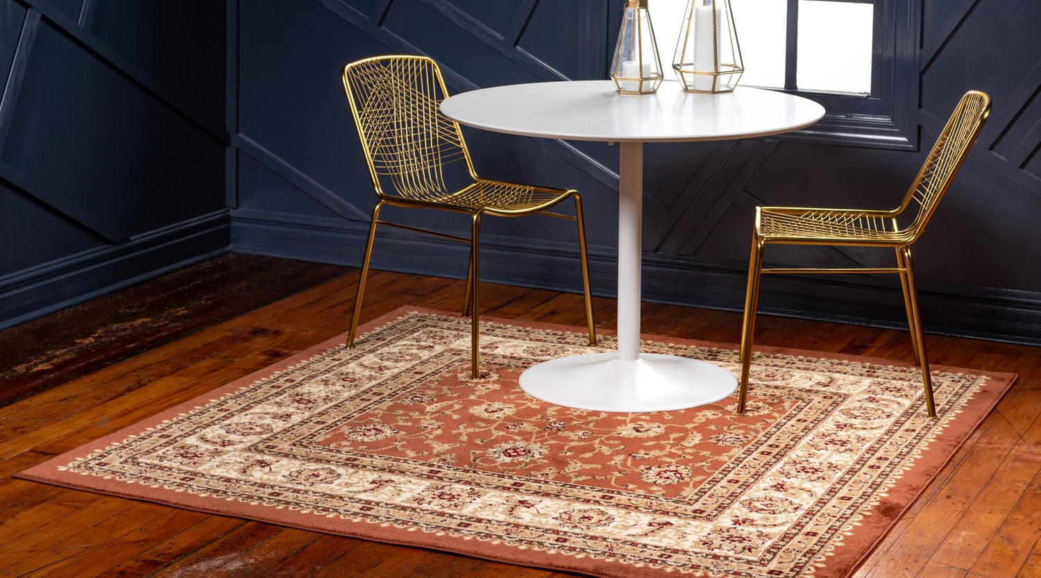 Brick Red Light Rose 6' 1 x 6' 1 Voyage Square Area Rug