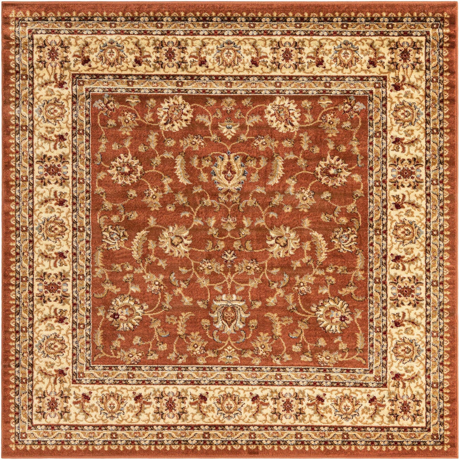 Brick Red Light Rose 6' 1 x 6' 1 Voyage Square Area Rug