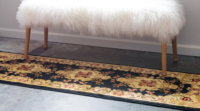 Black 2' 7 x 10' Versailles Runner Area Rug