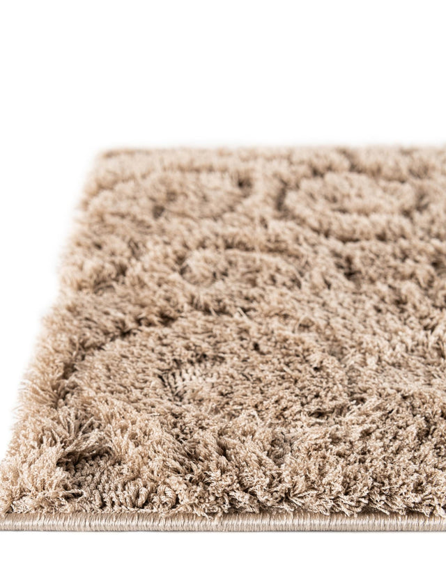 Beige 2' 7 x 10' Floral Shag Runner Area Rug Thick Soft Touch Fluffy & Plush Shaggy Pile 100% Polyester With Cotton Backing Carpet for Interior Design for Sale at Rug Engine
