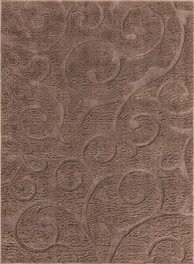 Brown 9' x 12' Floral Shag Rectangle Area Rug Thick Soft Touch Fluffy & Plush Shaggy Pile 100% Polyester With Cotton Backing Carpet for Interior Design for Sale at Rug Engine