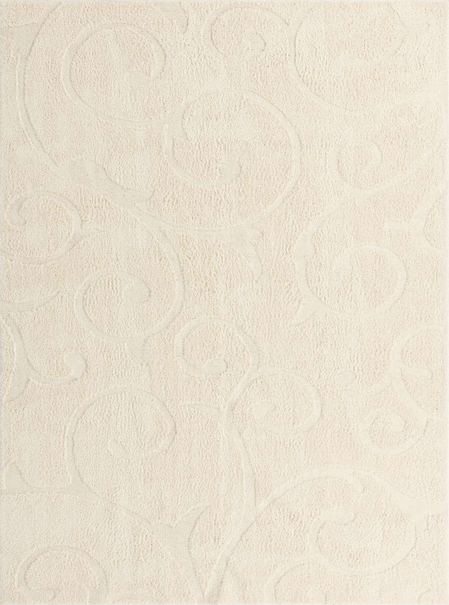 Ivory 9' x 12' 2 Floral Shag Rectangle Area Rug Thick Soft Touch Fluffy & Plush Shaggy Pile 100% Polyester With Cotton Backing Carpet for Interior Design for Sale at Rug Engine