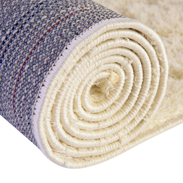 Ivory 2' 7 x 10' Floral Shag Runner Area Rug Thick Soft Touch Fluffy & Plush Shaggy Pile 100% Polyester With Cotton Backing Carpet for Interior Design for Sale at Rug Engine