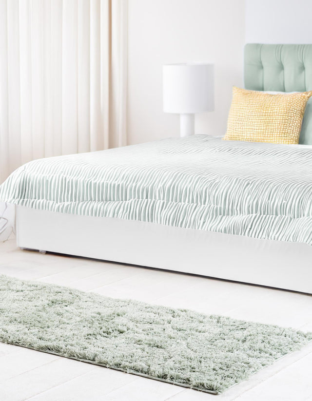 Green 2' 7 x 10' Floral Shag Runner Area Rug Thick Soft Touch Fluffy & Plush Shaggy Pile 100% Polyester With Cotton Backing Carpet for Interior Design for Sale at Rug Engine