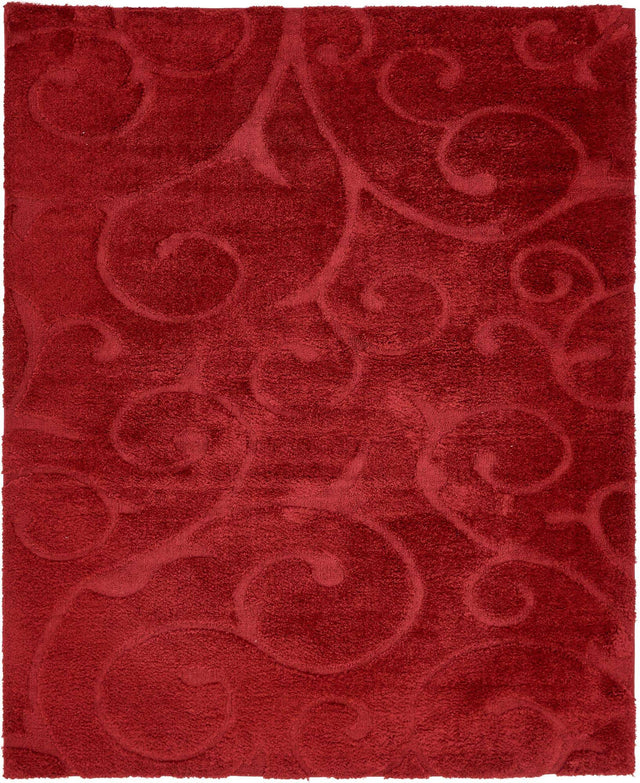 Red 8' x 10' Floral Shag Rectangle Area Rug Thick Soft Touch Fluffy & Plush Shaggy Pile 100% Polyester With Cotton Backing Carpet for Interior Design for Sale at Rug Engine