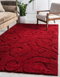 Red 4' x 6' Floral Shag Rectangle Area Rug Thick Soft Touch Fluffy & Plush Shaggy Pile 100% Polyester With Cotton Backing Carpet for Interior Design for Sale at Rug Engine