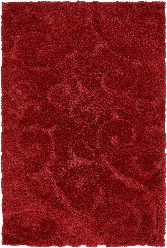 Red 4' x 6' Floral Shag Rectangle Area Rug Thick Soft Touch Fluffy & Plush Shaggy Pile 100% Polyester With Cotton Backing Carpet for Interior Design for Sale at Rug Engine
