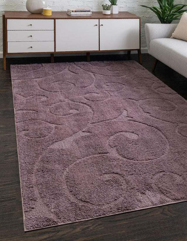 Violet 5' 1 x 8' Floral Shag Rectangle Area Rug Thick Soft Touch Fluffy & Plush Shaggy Pile 100% Polyester With Cotton Backing Carpet for Interior Design for Sale at Rug Engine