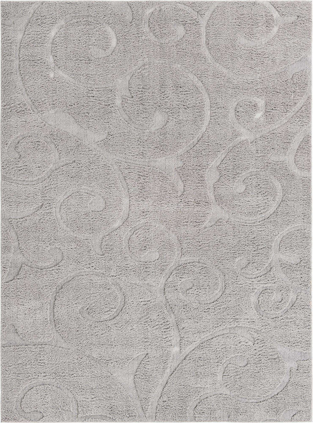 Light Gray and Gray 9' x 12' 2 Floral Shag Rectangle Area Rug Thick Soft Touch Fluffy & Plush Shaggy Pile 100% Polyester With Cotton Backing Carpet for Interior Design for Sale at Rug Engine