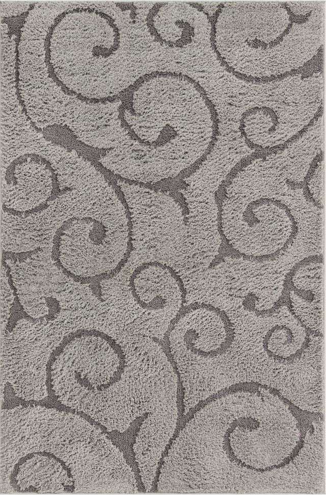 Light Gray and Gray 4' 1 x 6' 1 Floral Shag Rectangle Area Rug Thick Soft Touch Fluffy & Plush Shaggy Pile 100% Polyester With Cotton Backing Carpet for Interior Design for Sale at Rug Engine